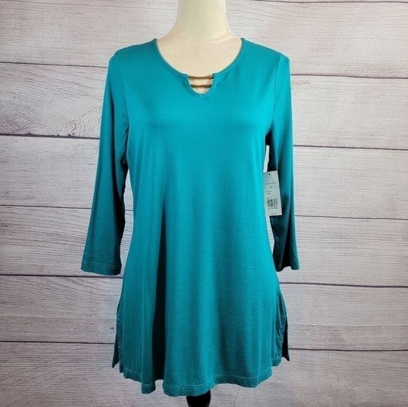 Kim Rogers Tops - 𝅺KIM Rogers 3/4 Sleeves Blouse Turquoise Size Small Petite